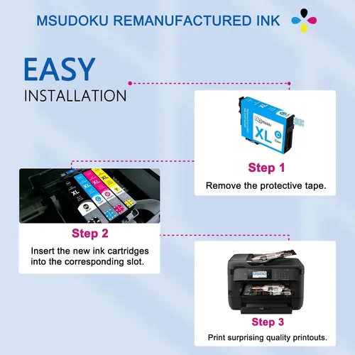 Miniatura 4 de Cartuchos de tinta remanufacturados de repuesto para cartuchos de tinta Epson 252XL, paquete combinado Workforce WF-7720 WF-3460 WF-3620 WF-7710
