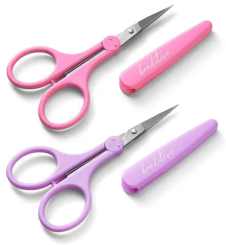 Beaditive Juego de tijeras para detalles de alta precisión (2 piezas) puntas afiladas y finas, corte de papel, álbumes de recortes, costura, PASTEL