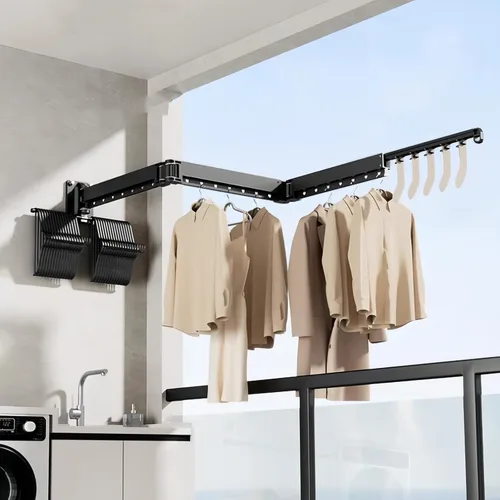 Estante de ropa montado en la pared, estante de secado de ropa plegable extendido para dormitorio y baño, estante de secado de ropa elástico para