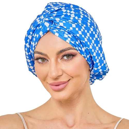 Miniatura 7 de Gorro de satén de seda ajustable para envolver el cabello para dormir, gorro de dormir de doble capa, turbante nocturno para cabello largo y rizado