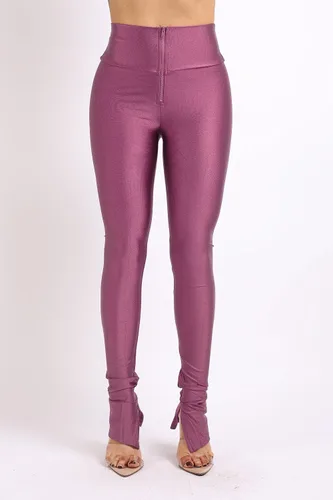 Miniatura 4 de TOO HOT FASHIONS Leggings elásticos para mujer, ajustados, brillantes, con cremallera frontal, yoga, club, fiesta, diario, deportes, mallas