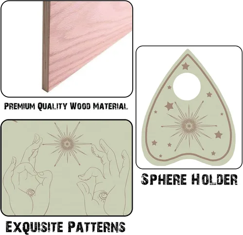 Miniatura 4 de CREATCABIN Tablero de madera con péndulo, tablero de madera para hablar con planchette, kit de adivinación, juego de caza de espíritus, decoración