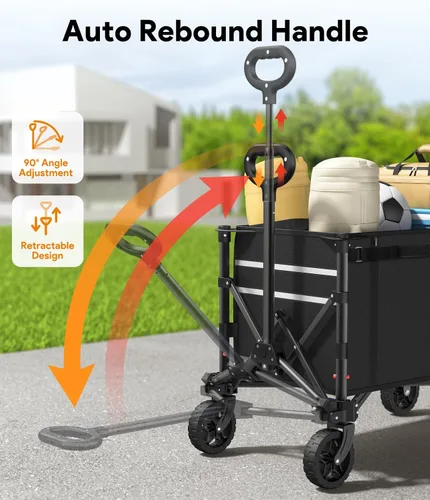 Miniatura 6 de Raynesys Carro plegable 3 en 1 que se convierte en banco, carrito plegable de 220 libras con ruedas, carrito de compras de 120 L para comestibles