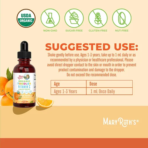 Miniatura 3 de MaryRuth Organics Gotas de vitamina C para niños pequeños Gotas líquidas orgánicas de vitamina C USDA para niños pequeños Edades de 1 a 3 años