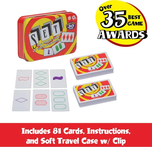 Miniatura 6 de Juegos de cartas SET para niños - Lata de coleccionista, Juego de emparejar, Juegos educativos, Juegos familiares divertidos, Noche