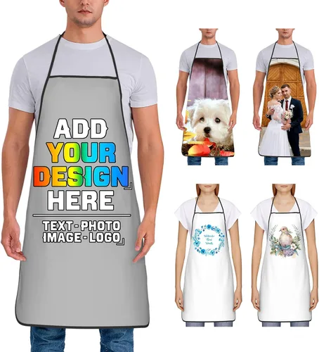 Miniatura 12 de Delantal personalizado para mujer, personalizado para añadir tu propio nombre, texto, logotipo, foto, chef, delantal de cocina para barbacoa