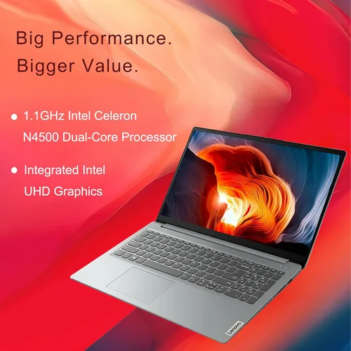 Miniatura 2 de Laptop Lenovo IdeaPad 1, pantalla FHD de 15.6 pulgadas, procesador Intel Celeron N4500, 8 GB RAM, SSD de 128 GB, lector de tarjeta SD, teclado