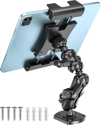 Miniatura 10 de OHLPRO Soporte de tableta con base de taladro resistente para coche y camión, soporte de tablero con brazo ajustable de 360° de 3 etapas para iPad