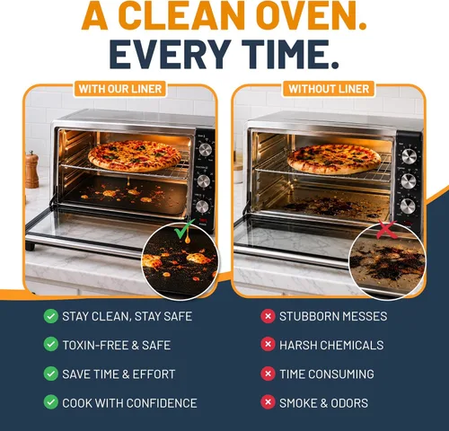 Miniatura 5 de Revestimientos para horno tostador para la parte inferior del horno (paquete de 4) revestimientos reutilizables antiadherentes resistentes al calor