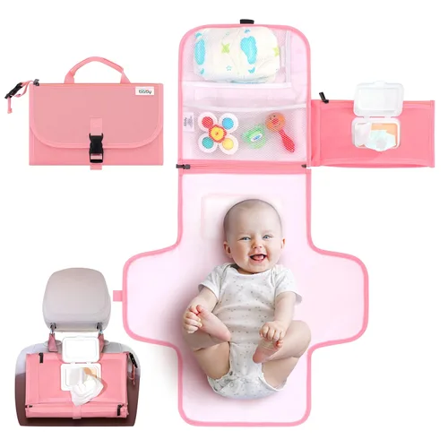 Miniatura 11 de Kopi Baby Cambiador de pañales portátil, bolsa de viaje para cambiador de pañales para bebé con bolsillo para toallitas, cambiador portátil