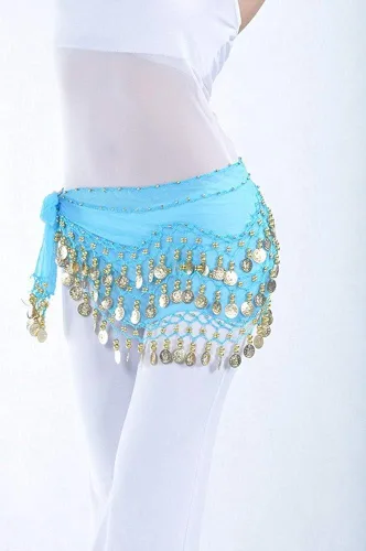 Miniatura 2 de REINDEAR chalina para baile de caderas, con monedas colgantes doradas, de gasa, estilo Vogue