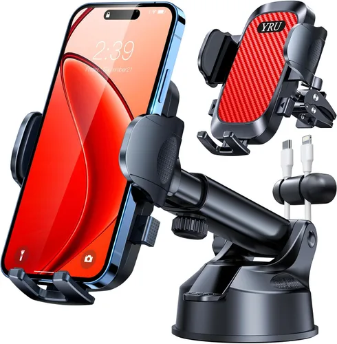 Miniatura 15 de YRU [True Upgrade for Safety Car Phone Holder Mount [Patent & Military-Grade] Dashboard Cell Phone Holder for Car Vent Windshield Phone Stand for