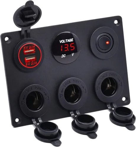 Miniatura 8 de Enchufe de cargador USB dual 2.1A y 2.1A + voltímetro LED + adaptador de encendedor de cigarrillos de 3 enchufes Toma de corriente de 12V + Verde