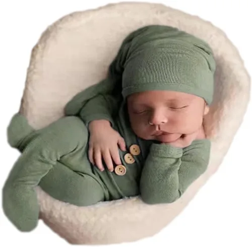 Miniatura 7 de Moda recién nacido niños niñas bebé sesión de fotos accesorios trajes ganchillo ropa sombrero de cola larga pantalones accesorios de fotografía