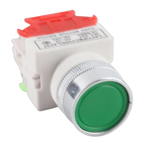 Miniatura 5 de Interruptor momentáneo, reinicio automático interruptor de botón de cabeza plana 0.866 in montaje LAY37-11BN (verde)