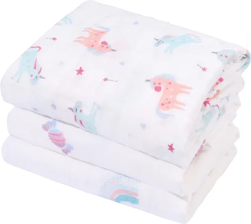 Miniatura 8 de Edredón de muselina para bebé, 100% algodón, manta para recién nacido, 47 x 47 pulgadas, 2 capas de muselina para niño y niña (serie erizo)