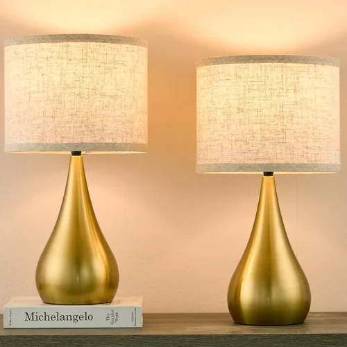 Miniatura 12 de Juego de 2 lámparas táctiles modernas de 18.1'' para mesita de noche con brillo regulable de 3 niveles, lámparas de mesa para sala de estar