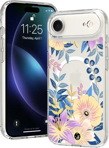 Miniatura 43 de OOK Magnetic for iPhone 17 Case Clear Pretty Flower Girls Women [Not Yellowing][Screen Protector] [ MagSafe Compatible] with Full Camera Lens