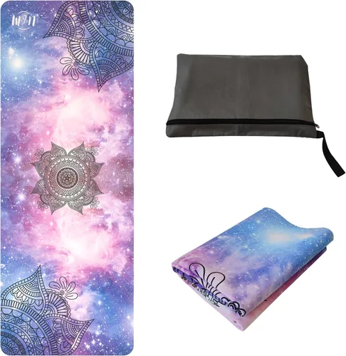 U&M Tapete de yoga antideslizante, tapete de gamuza para ejercicio con bolsa de transporte para yoga, pilates y meditación, estiramiento de suelo y