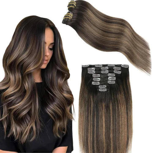 Miniatura 17 de ABH AMAZINGBEAUTY HAIR Extensiones de cabello humano negro con clip, 8 piezas de extensiones de volumen con clip, 4.23 onzas, sedoso, lacio, suave