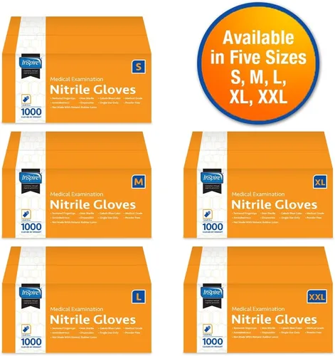 Miniatura 2 de Guantes de examen de nitrilo Inspire La calidad original de estiramiento de nitrilo azul cobalto 4.5 guantes desechables libres de látex