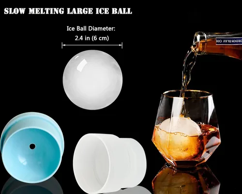 Miniatura 2 de Molde para hacer bolas de hielo DAPOWER - Juego de 4, molde redondo para cubitos de hielo, cubitos de hielo esféricos de 2.4 pulgadas para whisky