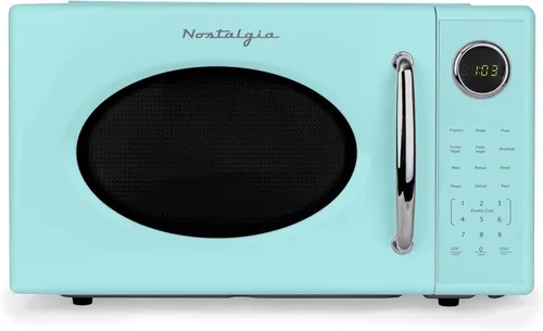 Miniatura 17 de Nostalgia Horno microondas retro compacto para encimera, 0.7 pies cúbicos, 700 vatios con pantalla digital LED, bloqueo para niños, interior fácil
