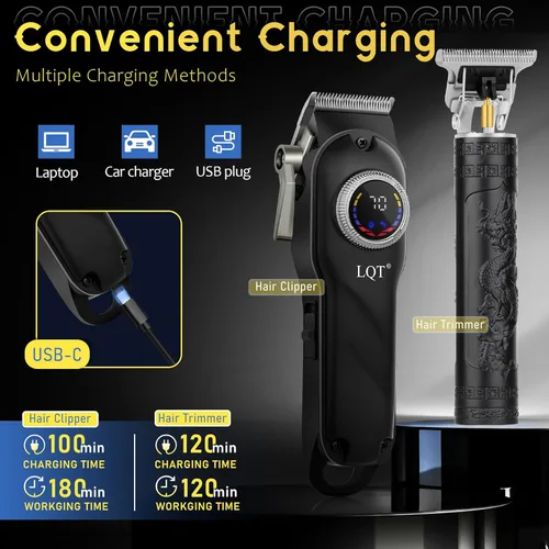 Miniatura 4 de Hair Clippers for Men Cordless, 4-Piece Grooming Kit with LED Display, Gift for Him - Includes Clippers, Trimmer, Foil Shaver & Nose Trimmer