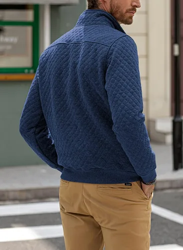 Miniatura 2 de JMIERR Sudadera acolchada para hombre, casual, de manga larga, cuello alto, con botones