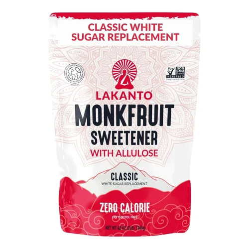 Lakanto Edulcorante clásico de fruta de monje con alulosa, sustituto del azúcar blanco del extracto de fruta de monje para hornear, café y té, sin