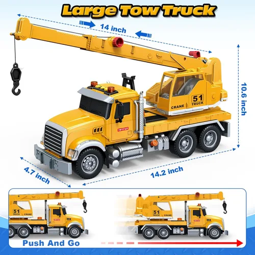 Miniatura 7 de Bstoyder Juguetes para niños de 3, 4, 5, 6, 7 y 8 años, camión grúa juguete con luces, sonidos, vehículo juguete de fricción para niños pequeños