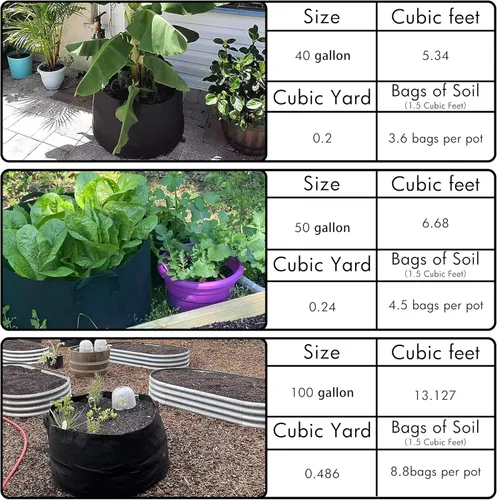 Miniatura 2 de Gardzen Paquete de 2 bolsas de cultivo de 40 galones, macetas de tela de aireación con asas, maceta para plantas
