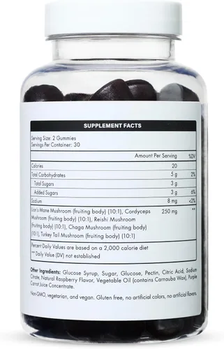 Miniatura 2 de Everé MycoMelt Gummies – Mezcla de 5 hongos con melena de león, reishi, cordyceps, chaga y cola de pavo – Vegano, complejo de hongos a base