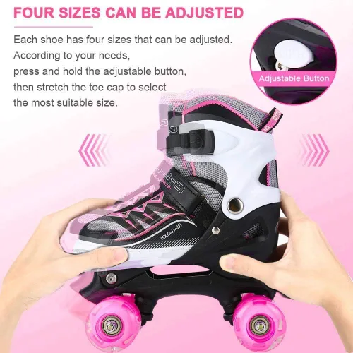 Miniatura 2 de Patines en línea ajustables para niñas y mujeres, todas las 8 ruedas de los patines de niña brillan, iluminación segura y divertida para niños