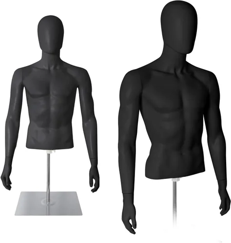 Miniatura 9 de maniquí femenino sin cabeza, de plástico ajustable, cuerpo medio para exhibición, con cabeza y soporte de metal, para tiendas minoristas de ropa