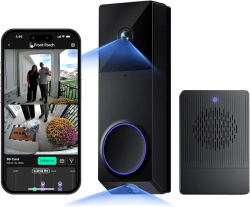 WYZE Timbre inalámbrico Duo Cam con video (timbre incluido), funciona con pilas, video Full HD 2K, 2 cámaras (personas y paquete), audio de 2 vías,