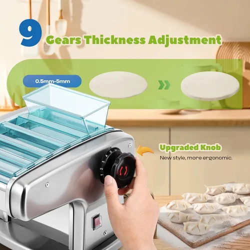 Miniatura 2 de Máquina automática para hacer pasta eléctrica, rodillo de masa de pasta fresca, acero inoxidable