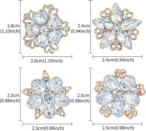 Miniatura 2 de Lote de 12 piezas de broche de flores de diamantes de imitación de cristal surtido para mujeres, kit de ramo de boda nupcial DIY