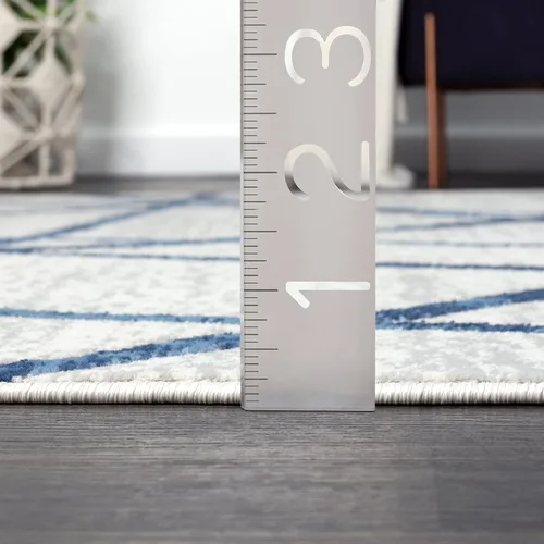 Miniatura 2 de Abani Atlas - Alfombra de área azul y gris, de 4 x 6 pies, diseño cruzado, duradera, no desprende pelusa, fácil de limpiar