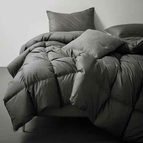 Miniatura 7 de Royoliving Relleno de Edredón de Plumas y Plumón Premium Consolador Tamaño King Gris Carbón Todas las Estaciones Calidez Media Invierno Gris Funda