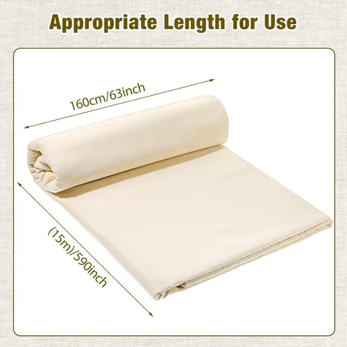 Miniatura 2 de Tela de muselina de algodón 100 % de peso medio de 63 pulgadas x 16.5 yardas, tela de muselina natural sin blanquear, material para respaldo