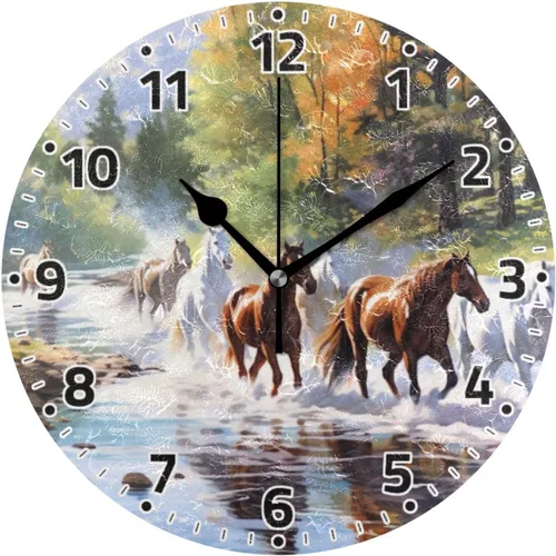 Miniatura 8 de Reloj de pared sin tictac de 10 pulgadas – Reloj redondo silencioso de cuarzo con pilas de manzanas vintage para el hogar, oficina, cocina, aula