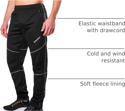 Miniatura 3 de baleaf Pantalones de forro polar para hombre, pantalones de ciclismo de invierno, ropa de bicicleta de montaña, equipo térmico para correr en clima