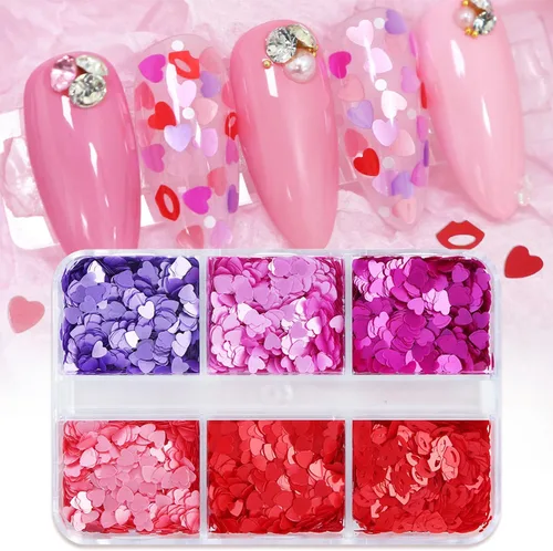 Miniatura 7 de 12 rejillas para el Día de San Patricio para uñas con purpurina y lentejuelas holográficas 3D trébol verde trébol para uñas con purpurina de corazón