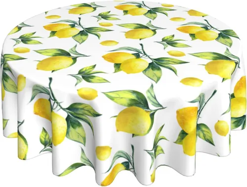 Miniatura 8 de Sweetshow Mantel Tropical Redondo de 60 Pulgadas para Verano Hoja de Palmera Hawaiana Verde Mantel Redondo de Poliéster Lavable Cubierta de Mesa