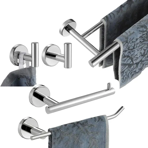 Miniatura 10 de JQK BAS105-BN - Juego de accesorios de baño de 5 piezas, accesorios de baño con acabado cepillado, incluye barra de toalla de 24 pulgadas, barra