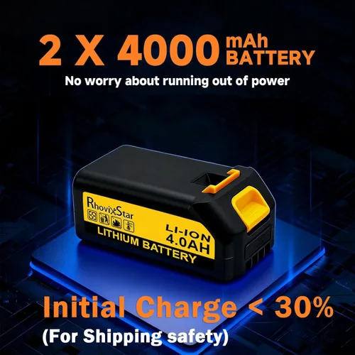 Miniatura 4 de Rhovixster - Taladro eléctrico inalámbrico de 20 V, 2 velocidades con par máximo de 30 NM, portabrocas sin llave de 3/8 pulgadas, kit