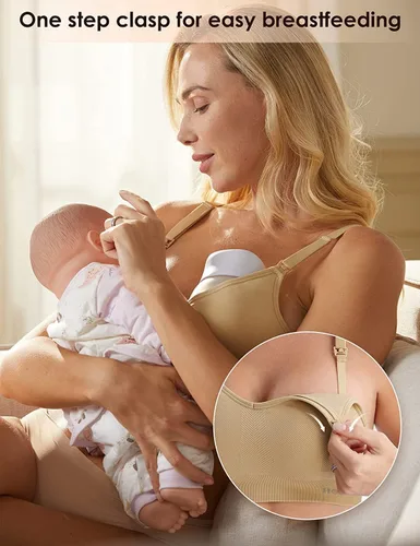 Miniatura 2 de Pumping Bra for Breastfeeding Supportive Workout Racerback Nursing & Maternity Bra Wirefree Yoga Sport Bra