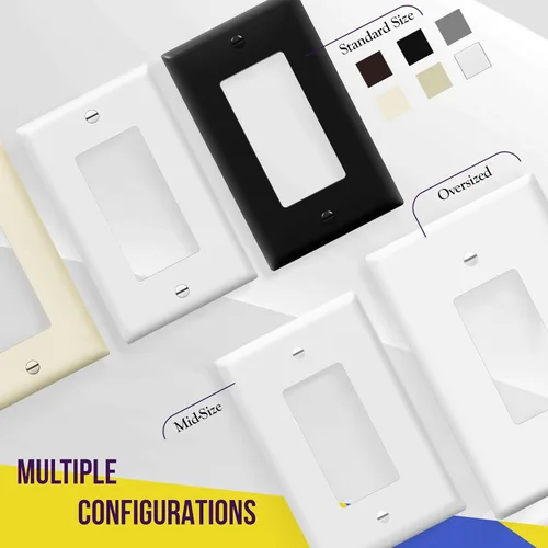 Miniatura 8 de ENERLITES - Cubierta decorativa de interruptor doble, placa de pared de dos salidas, 2 bandas de gran tamaño, 5.50 x 5.50 pulgadas, termoplástico