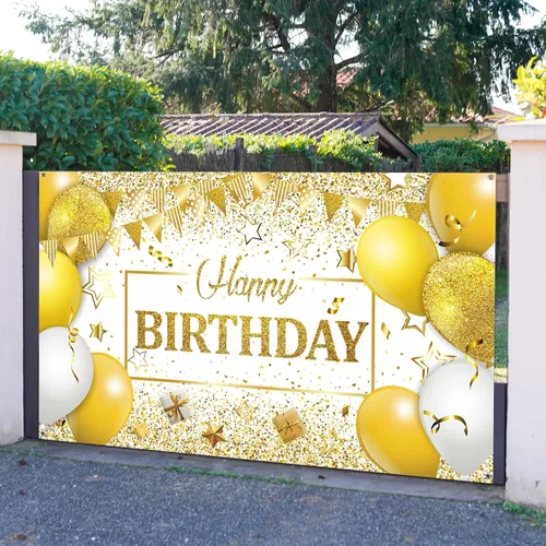 Miniatura 5 de Tatuo Decoraciones de Feliz Cumpleaños Telón de Fondo Pancarta, Cartel de Fondo de Cumpleaños con Purpurina, Suministros de Fiesta, Fondo de Fotos